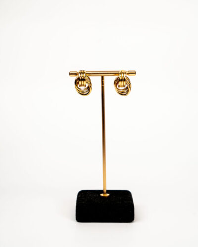 Boucles d'oreilles femme Double Knot gold earrings plaquées or 18 carats en acier inoxydable - Lumine Jewelry Maroc