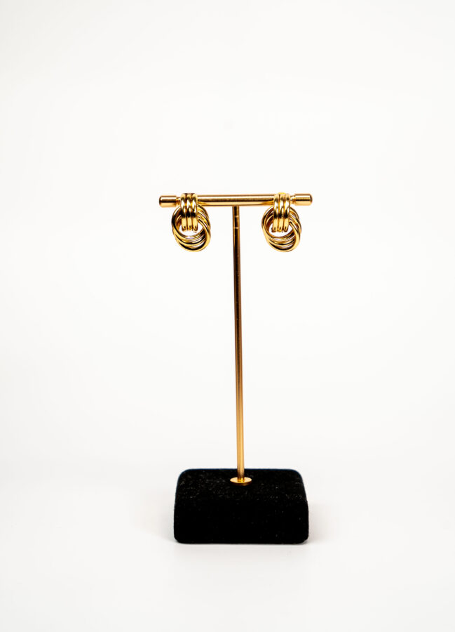 Boucles d'oreilles femme Double Knot gold earrings plaquées or 18 carats en acier inoxydable - Lumine Jewelry Maroc