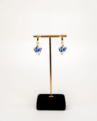 Boucles d'oreilles femme Heart Tile Hoops plaquées or 18 carats en acier inoxydable - Lumine Jewelry Maroc