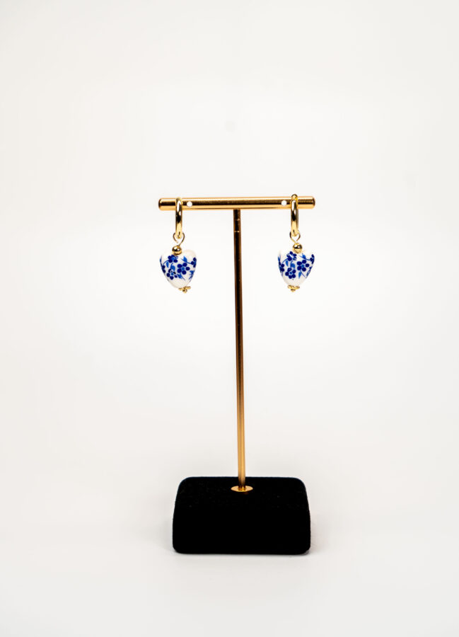 Boucles d'oreilles femme Heart Tile Hoops plaquées or 18 carats en acier inoxydable - Lumine Jewelry Maroc