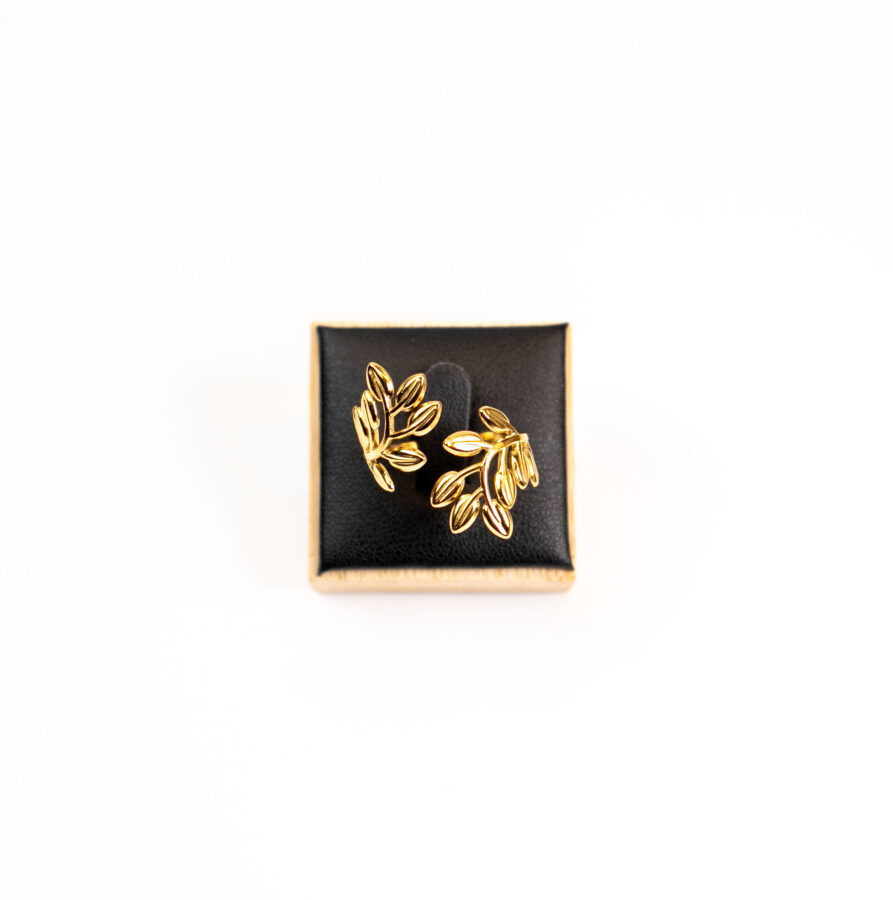 Bague femme Hugging Leaf Ring plaquée or 18 carats en acier inoxydable - Lumine Jewelry Maroc