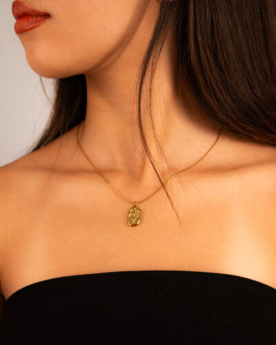 DSC01881 Collier femme Flower pendant necklace plaqué or 18 carats en acier inoxydable - Lumine Jewelry Maroc - Image 2