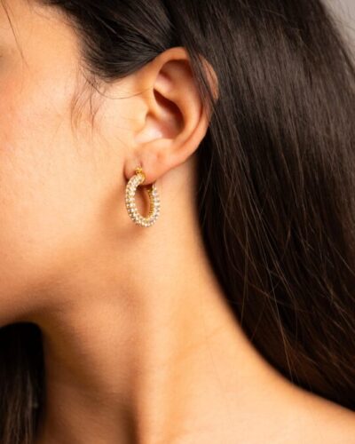 Boucles d'oreilles femme Gilda Hoops plaquées or 18 carats en acier inoxydable - Lumine Jewelry Maroc - Image 2
