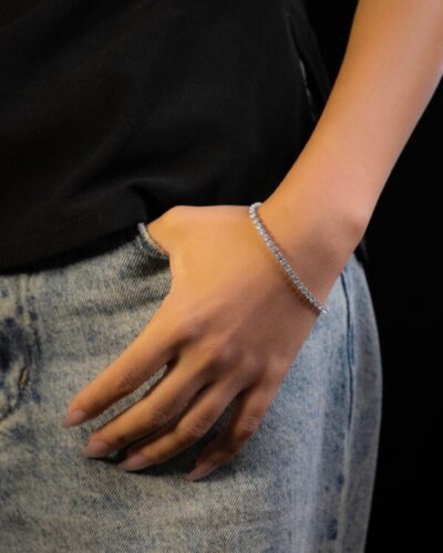 Bracelet femme Silver Lunai Tennis Bracelet plaqué or 18 carats en acier inoxydable - Lumine Jewelry Maroc - Image 2