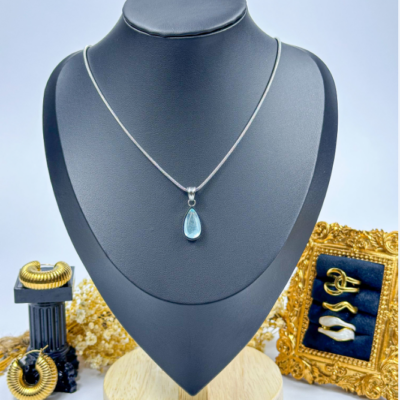 18K Gold Blue Ocean Pendant Necklace