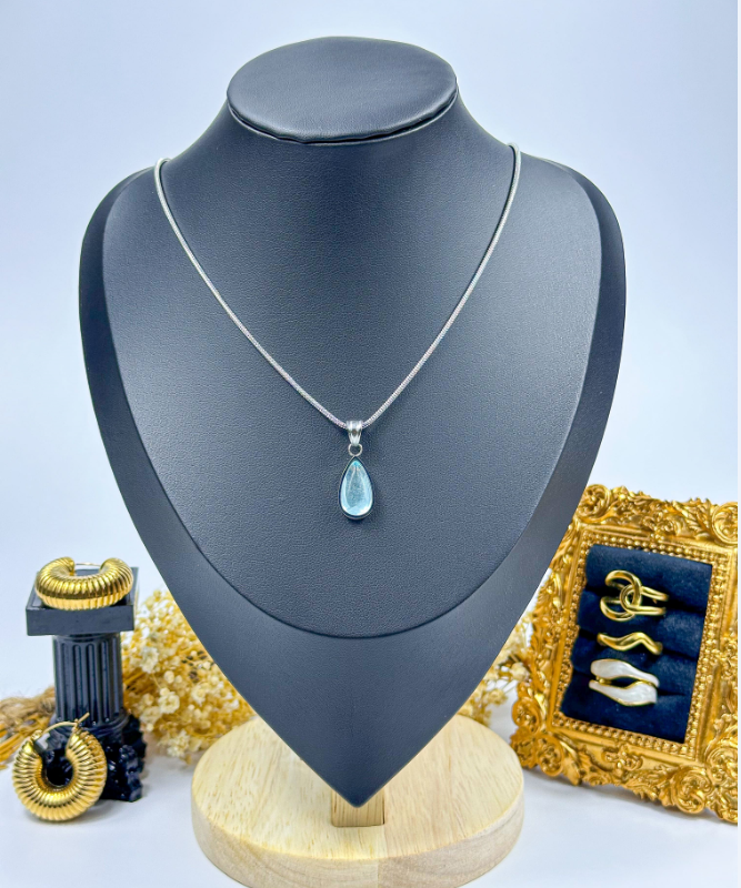 18K Gold Blue Ocean Pendant Necklace