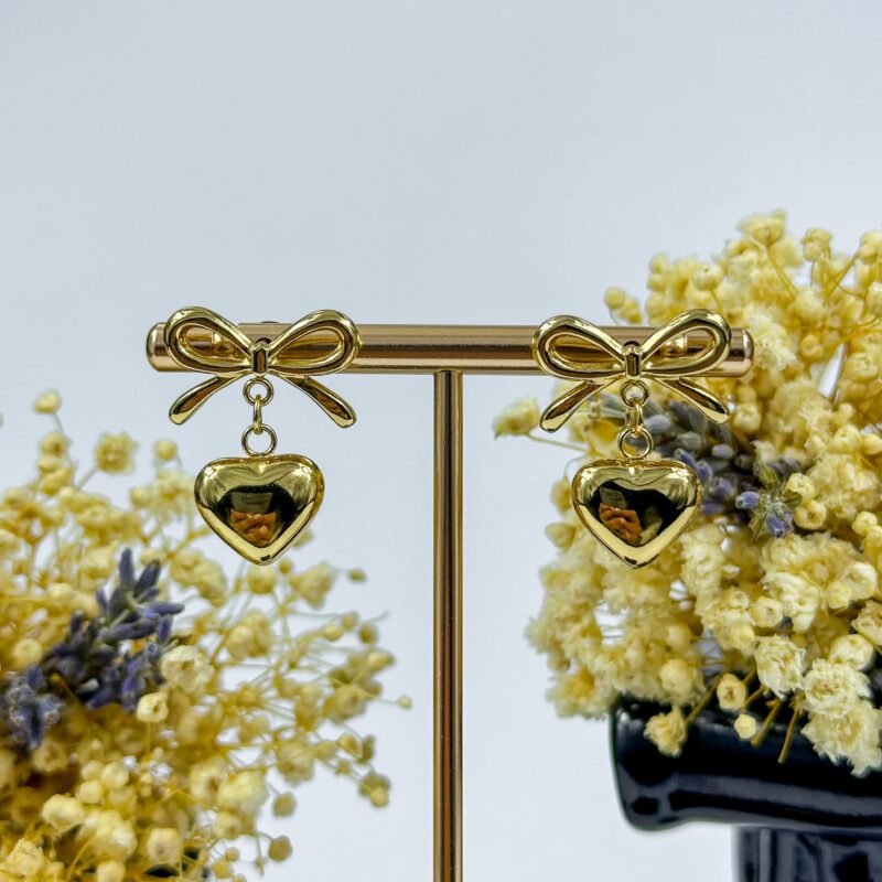 Bow heart earrings