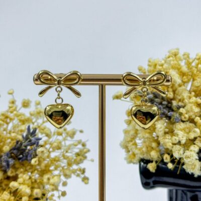 Bow heart earrings