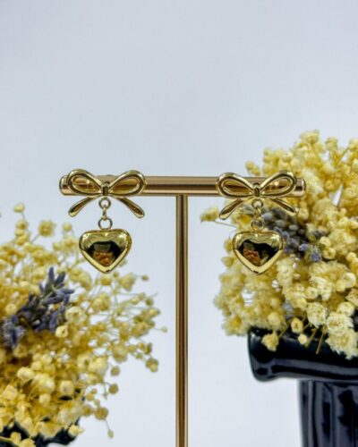 Bow heart earrings