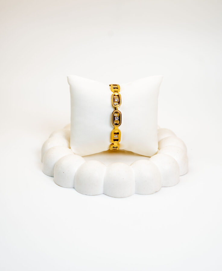 Bangle femme ARVION LINK BANGLE plaqué or 18 carats en acier inoxydable - Lumine Jewelry Maroc