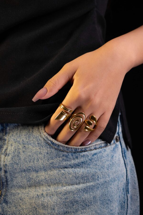 Bague femme plaquée or 18 carats en acier inoxydable - Lumine Jewelry Maroc