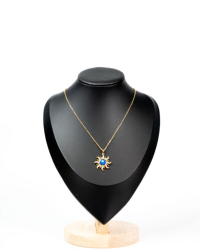 Collier femme Sapphire Sun Necklace plaqué or 18 carats en acier inoxydable - Lumine Jewelry Maroc