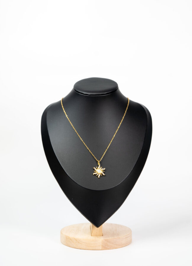Collier femme Ivory Sun Necklace plaqué or 18 carats en acier inoxydable - Lumine Jewelry Maroc