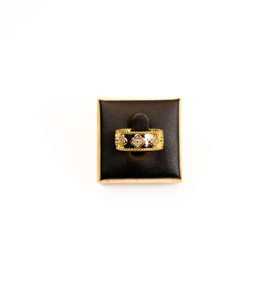Bague femme SHIMMERA CLOVER RING plaquée or 18 carats en acier inoxydable - Lumine Jewelry Maroc