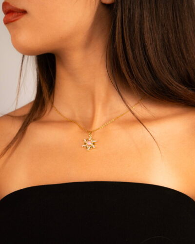 Collier femme Blush Sun Necklace plaqué or 18 carats en acier inoxydable - Lumine Jewelry Maroc - Image 2