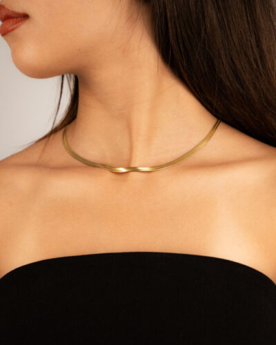 Collier femme SNAKE CHAIN – 4mm plaqué or 18 carats en acier inoxydable - Lumine Jewelry Maroc - Image 2