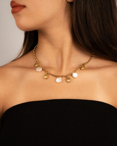 Collier femme CORAL NECKLACE plaqué or 18 carats en acier inoxydable - Lumine Jewelry Maroc - Image 2