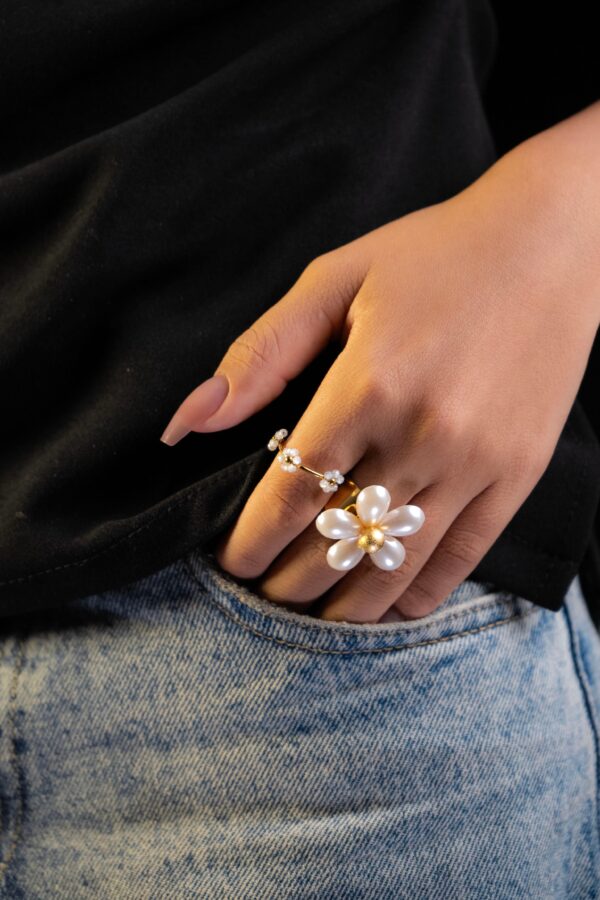 Bague femme plaquée or 18 carats en acier inoxydable - Lumine Jewelry Maroc
